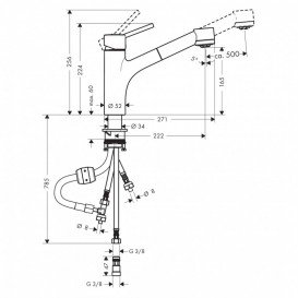 Смеситель для кухни Hansgrohe Talis M52 с выдвижной лейкой хром 73861000