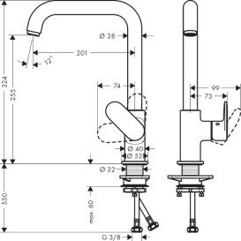 Смеситель для кухни Hansgrohe Vernis Blend M35 однорычажный матовый черный 71857670