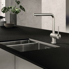 Смеситель для кухни Kludi L Steel однорычажный нержавеющая неполированная сталь 45803F877