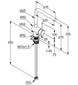 Смеситель для кухни Kludi L Steel однорычажный нержавеющая неполированная сталь 45803F877