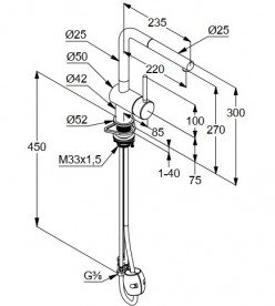 Смеситель для кухни Kludi L Steel с выдвижной лейкой нержавеющая неполированная сталь 45851F877