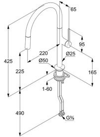Змішувач для кухні Kludi Reef з висувною лійкою брашоване золото 50851N075