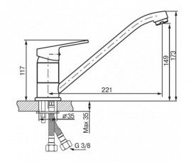 Смеситель для кухни Koller Pool Kvadro однорычажный латунь хром KR0900