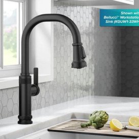 Смеситель для кухни Kraus Allyn с выдвижной лейкой матовый черный KPF-4102MB