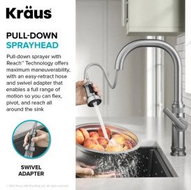 Смеситель для кухни Kraus Allyn с выдвижной лейкой матовый черный KPF-4102MB