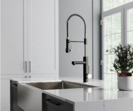 Смеситель для кухни Kraus Artec Pro нержавеющая сталь/матовый чёрный KPF-1603SFSMB