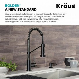 Змішувач для кухні Kraus Bolden з висувною лійкою чорний графіт KPF-1610MBSB