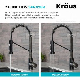 Змішувач для кухні Kraus Bolden з висувною лійкою чорний графіт KPF-1610MBSB