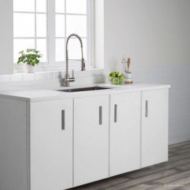 Змішувач для кухні Kraus Brit пружинний з висувним шлангом одноважільний сатин KPF-1690SFS