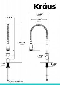 Змішувач для кухні Kraus Brit пружинний з висувним шлангом одноважільний сатин KPF-1690SFS