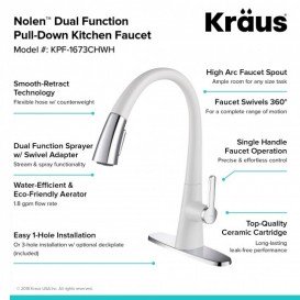 Змішувач для кухні Kraus Nolen змішувач хром / білий KPF-1673CHWH