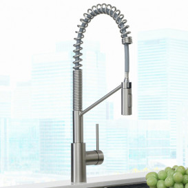 Смеситель для кухни Kraus Oletto с выдвижной лейкой латунь сатин KPF-2631SFS