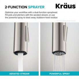 Смеситель для кухни Kraus Oletto с выдвижной лейкой латунь сатин KPF-2821SFS