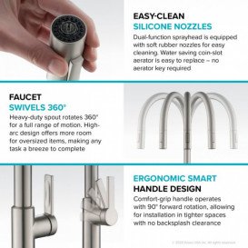 Смеситель для кухни Kraus Oletto с выдвижной лейкой латунь сатин KPF-2821SFS