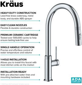 Смеситель для кухни Kraus Oletto с выдвижной лейкой хром KPF-2654CH