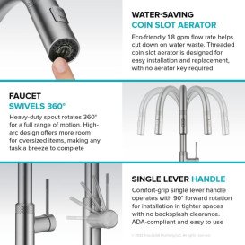 Змішувач для кухні Kraus Oletto з висувною лійкою сатин KPF-2654SFS