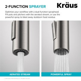 Смеситель для кухни Kraus Oletto с выдвижной лейкой матовый черный KPF-2620MB