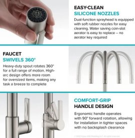 Змішувач для кухні Kraus Oletto з висувною лійкою чорна сталь/матовий чорний KPF-2820MBSFSB