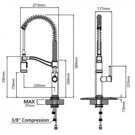 Смеситель для кухни Kraus Sellette с выдвижной лейкой латунь сатин KPF-1683SFS