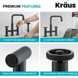 Смеситель для кухни Kraus Urbix с боковой выдвижной лейкой матовый черный KPF-3125MB