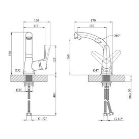 Змішувач для кухні Kroner KRM Elbe-C031 одноважільний хром CV014919