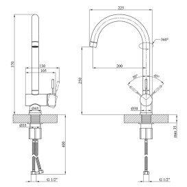 Змішувач для кухні Kroner KRM Mosel-S035 одноважільний сірий CV020613
