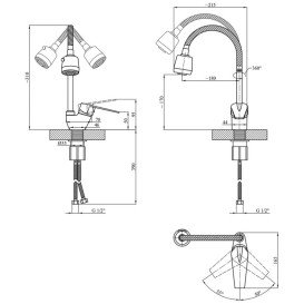 Смеситель для кухни Kroner KRM Odra-C038-1 с гибким изливом хром CV021194