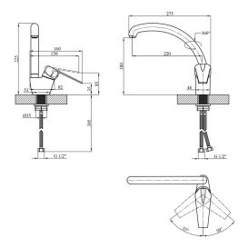 Смеситель для кухни Kroner KRM Odra-N035 однорычажный никель CV021219
