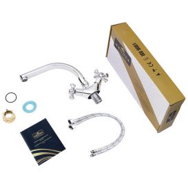 Смеситель для кухни Kroner KRM Rhein-C033 двухвентильный хром CV018075