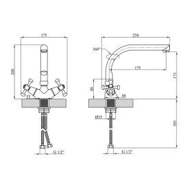 Смеситель для кухни Kroner KRM Rhein-C033 двухвентильный хром CV018075