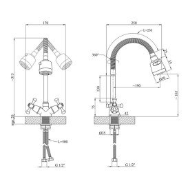 Змішувач для кухні Kroner KRM Rhein-C030-1 з гнучким виливом хром CV023573