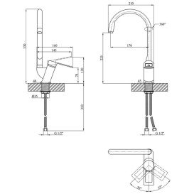 Смеситель для кухни Kroner KRM Zenda-SCH030 однорычажный черный CV022960