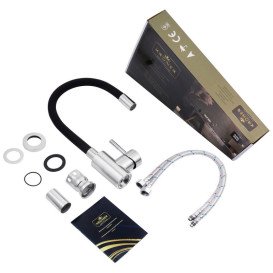 Змішувач для кухні Kroner KRP Edelstahl Klassisch-ESG035BLK із гнучким виливом нікель/чорний CV024353