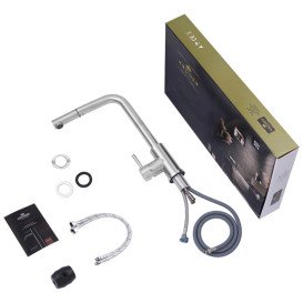 Змішувач для кухні Kroner KRP Edelstahl Klassisch-ESG03917 з висувним виливом нержавіюча сталь CV032284