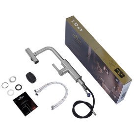 Змішувач для кухні Kroner KRP Edelstahl Klassisch-ESG03918 з висувним виливом нержавіюча сталь CV032498