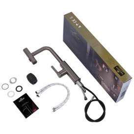 Змішувач для кухні Kroner KRP Edelstahl Klassisch-PVD03918 з висувним виливом графіт CV032499