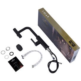 Змішувач для кухні Kroner KRP Edelstahl Klassisch-SCH03918 з висувним виливом чорний CV032500