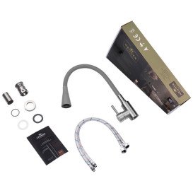 Змішувач для кухні Kroner KRP Edelstahl Klassisch-ESG031GRA з гнучким виливом нержавіюча сталь/сірий CV035372