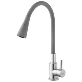 Змішувач для кухні Kroner KRP Edelstahl Klassisch-ESG031GRA з гнучким виливом нержавіюча сталь/сірий CV035372