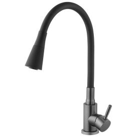 Змішувач для кухні Kroner KRP Edelstahl Klassisch-PVD031BLK із гнучким виливом графіт/чорний CV035373