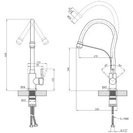 Змішувач для кухні Kroner KRP Edelstahl EdelstahlKlassisch-ESG03593GRA з гнучким виливом нержавіюча сталь/сірий CV035454