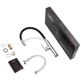 Смеситель для кухни Kroner KRP Ersel-C03900BLK с гибким изливом хром/черный CV033801