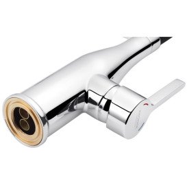 Смеситель для кухни Kroner KRP Ersel-C03111BLK с гибким изливом хром/черный CV033804