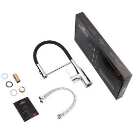 Смеситель для кухни Kroner KRP Ersel-C03111BLK с гибким изливом хром/черный CV033804