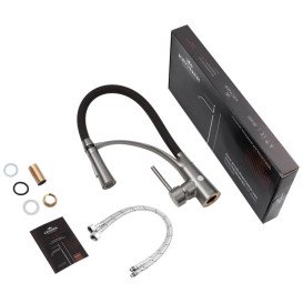 Смеситель для кухни Kroner KRP Ersel-GRP03393BLK с рефлекторным изливом графит/черный CV033800