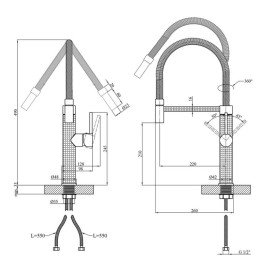 Смеситель для кухни Kroner KRP Ersel-GRP03999 с гибким изливом графит CV033803