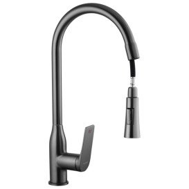 Смеситель для кухни Kroner KRP Graz-GRP030-T с выдвижным изливом графит CV031336