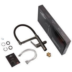 Смеситель для кухни Kroner KRP Graz-GRP03815 с гибким изливом графит CV031337