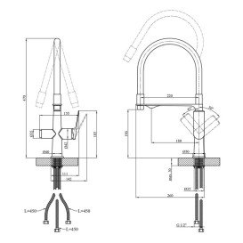 Смеситель для кухни Kroner KRP Graz-GRP03815 с гибким изливом графит CV031337