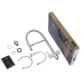 Смеситель для кухни Kroner KRP Klassisch-ESG03815GRA под фильтр нержавеющая сталь/серый CV027934